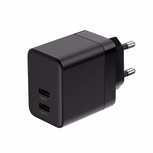 Crong Ultra Compact GaN seinalaadija, 2 × USB-C, 35 W, PD 3.0, PPS, must