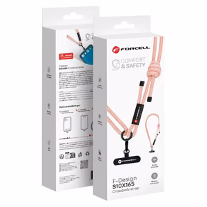 FORCELL F-DESIGN S10X165 crossbody phone lanyard with adjustable length (max 82,5cm in the loop) roosa valge