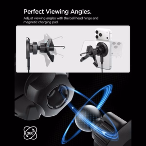 Spigen EV15MAQ Essential Qi2 MagSafe auto õhuventilaatori hoidik - must