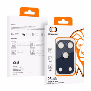 Karastatud klaas Tel Protect 95% AR+AF, täismetallist kaamerakaitse iPhone 17 Pro Max kaamerale, sinine (kaameraplokk)
