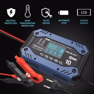 Qoltec 52482 sõiduki akulaadija 12/24 V must, sinine