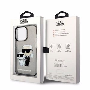 Karl Lagerfeld Glitter Karl&Choupette ümbris jaoks iPhone 14 Pro Max - must
