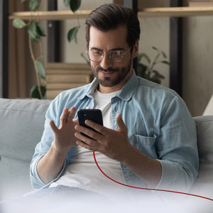SBS TECABLETISSUETCCR USB-C - USB-C 1.5m 60W Braided Kaabel - punane