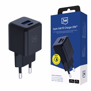 Must 3mk Hyper GaN võrgulaadija, 20 W, QC4+/PD/PPS, USB 1A1C, EL