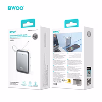 BWOO 20000mAh Fast Charging Akupank PD45W With 2 Cables Type C and Lightning P78 hõbedane