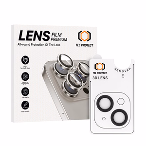 Закалённое стекло Tel Protect 3D Lens на камеру для Iphone 15/15 Plus чёрное (линз 2 шт.)