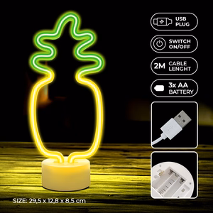 Neon LED on alus PINEAPPLE oranž roheline USB-C FSC-12 Forever Light