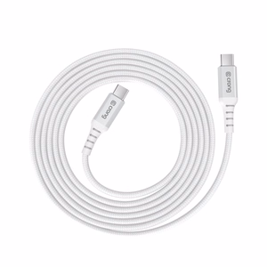 Crong Armor Link USB-C–USB-C kaabel, 2 m, 100 W PD, 5 A, valge