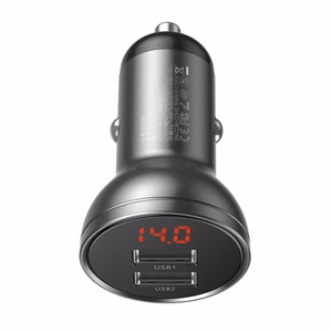 Autolaadija Baseus CCBX-0G hall 24W (2xQC3.0 / LED VOLTMEETRIGA)