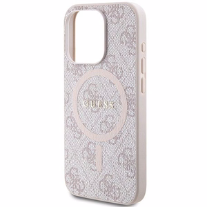 Guess 4G Collection Leather Metal Logo MagSafe Ümbris jaoks iPhone 14 Pro Max - roosa