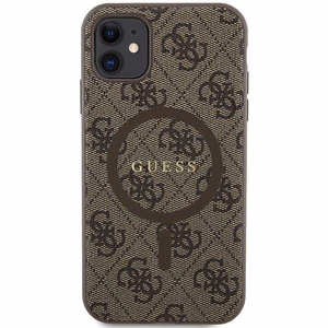Guess GUHMN61G4GFRW iPhone 11 6.1" / Xr pruun/pruun kõva nahast ümbris 4G Collection metallist logoga MagSafe