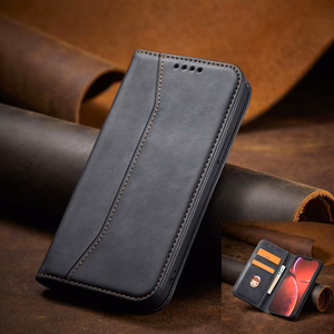 Magnet Fancy Case juhul iPhone 14 Plus flip cover rahakott seisma must