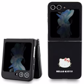 Hello Kitty Metal Logo Kitty Head ümbris jaoks Samsung Galaxy Z Flip 5 - must