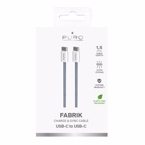 Puro Fabrik 60W USB-C - USB-C Kaabel 1.5m - sinine