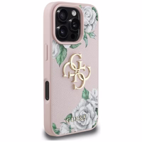 Guess Grained Roses Big 4G logo iPhone 16 Pro Max ümbris - roosa