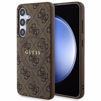 Guess 4G Collection Leather Metal Logo MagSafe Ümbris jaoks Samsung Galaxy S24 - Brown
