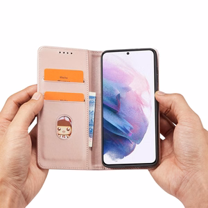 Magnetkaardi ümbris Samsung Galaxy S22 + (S22 Plus) Kott rahakott kaardihoidja roosa