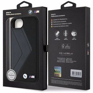 BMW Oversized Stripes MagSafe ümbris jaoks iPhone 16e - must