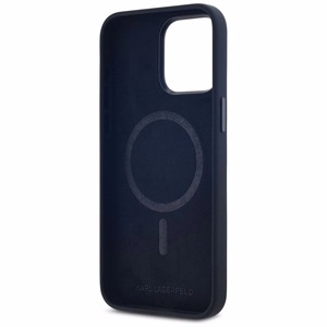 Чехол Karl Lagerfeld для iPhone 15 Pro Max совместимый с MagSafe KLHMP15XSCMKMPCK (Silicone Initial Metal Logo) чёрный