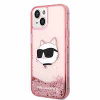 Karl Lagerfeld Glitter Choupette Head ümbris jaoks iPhone 14 Plus - roosa