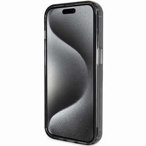 Оригинальный чехол-накладка Guess GUHMP15XHRSGSK для iPhone 15 Pro Max (совместимый с MagSafe / Glitter Script Logo / Ring stand / чёрный)