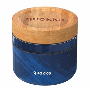 Quokka Deli Food Jar 820 ml borosilikaatklaasist toidunõu, puidusüü muster