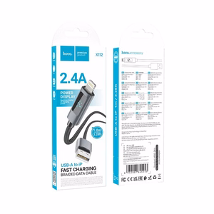 Кабель USB A to Lightning Hoco 2,4A с дисплеем 1 м X112 чёрный