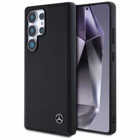 Mercedes Leather Horizontal Debossed Curves MagSafe Ümbris jaoks Samsung Galaxy S25 Ultra - must