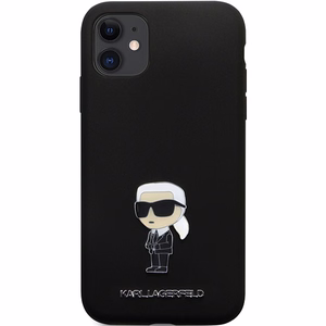 Karl Lagerfeld KLHCN61SMHKNPK ümbris jaoks iPhone 11 / Xr - must Silicone Ikonik Metal Pin