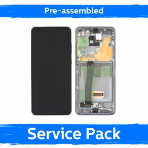 LCD ekraan ühilduv Samsung G988 S20 Ultra raamiga / Cosmic Black / (Eelkokkupandud Service Pack)