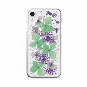 Puro Glam Hippie Chic ümbris seadmele iPhone XR, ehtsate roheliste õielehtedega