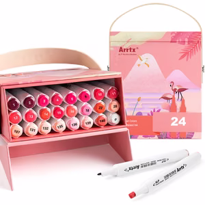Double-sided Marker Pens ARRTX Alp, 24 Colours, punane tone shade