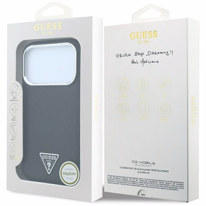Guess Grained Triangle Logo MagSafe-ümbris iPhone 17 Pro Max / 18 Pro Max jaoks, must