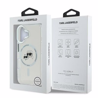Karl Lagerfeld IML Metal Karl&Choupette Head MagSafe Ümbris jaoks iPhone 16 Plus - valge