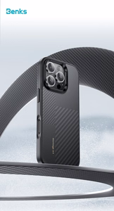 Benks Montage Magnetic Armor Pro Kevlar Ümbris Metal Frame 600D+1500D (MF65) jaoks Iphone 16 Pro must (Camera Control Button)