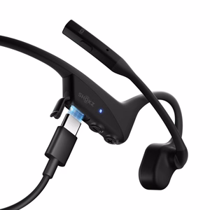 SHOKZ OpenComm2 2025 juhtmevabad Bluetooth luujuhtivusega kõrvaklapid videokonverentsideks USB-C laadimispordiga, mürasummutava mikrofoniga, mustad