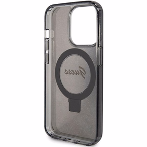 Оригинальный чехол-накладка Guess GUHMP15XHRSGSK для iPhone 15 Pro Max (совместимый с MagSafe / Glitter Script Logo / Ring stand / чёрный)