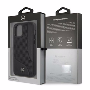 Mercedes nahast perforeeritud ümbris iPhone 12 Pro Max'ile - must