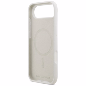 KARL LAGERFELD ümbris jaoks IPHONE 17 Air compatible with MagSafe KLHMP17MSKIGROH (Silicone W/ KL Sketch & Logo) valge