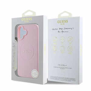 Чехол Guess Grained Gold Ring MagSafe для iPhone 16 Plus - розовый