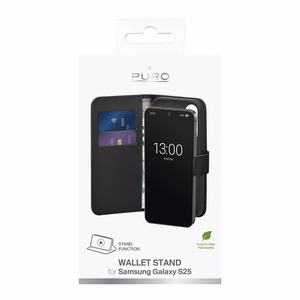 Puro Booklet Ümbris with Flip and Wallet jaoks Samsung Galaxy S25 - must