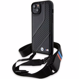 BMW M Edition Carbon Stripe & Strap ümbris jaoks iPhone 15 Plus / 14 Plus - must