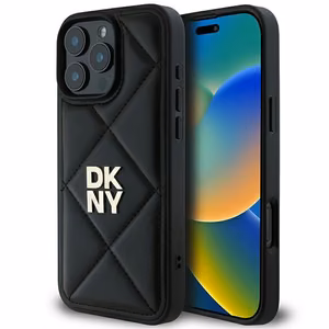 DKNY Quilted Stack Logo iPhone 16 Pro Ümbris - Must