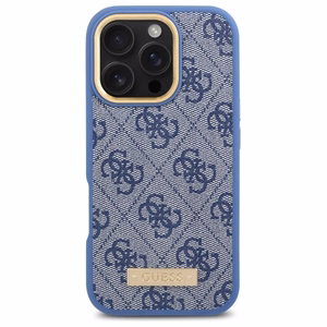 Guess 4G Logo Plate MagSafe Чехол для iPhone 16 Pro Max - синий