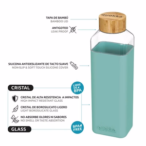 Quokka Storm klaasist joogipudel, 700 ml, sinakasroheline