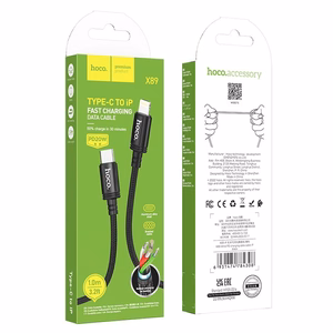 Кабель USB C to Lightning Hoco PD 20W 1 м X89 чёрный