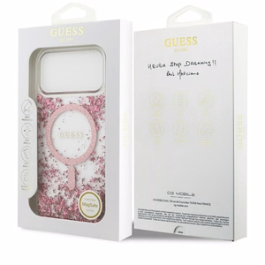 GUESS ümbris jaoks IPHONE 17 Pro Max compatible with MagSafe GUHMP17XRGRGEP (Resin Bottom Glitter) roosa