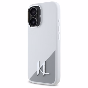 Karl Lagerfeld Silicone Initial Metal Logo MagSafe iPhone 16 Ümbris - valge
