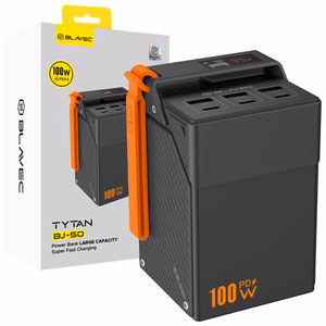 Blavec BJ-50 Tytan akupank, 50 000 mAh, 100 W, 3× USB-C + 3× USB-A (PBBJ50C), must