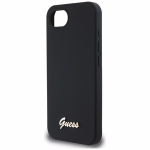 Guess Silicone Script Metal Logo MagSafe iPhone 16e Ümbris - Must